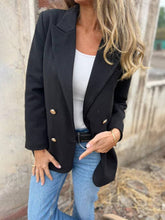 Aurohaya Women's Casual Elegant Double-Breasted Slim Office Work Suit Jacket